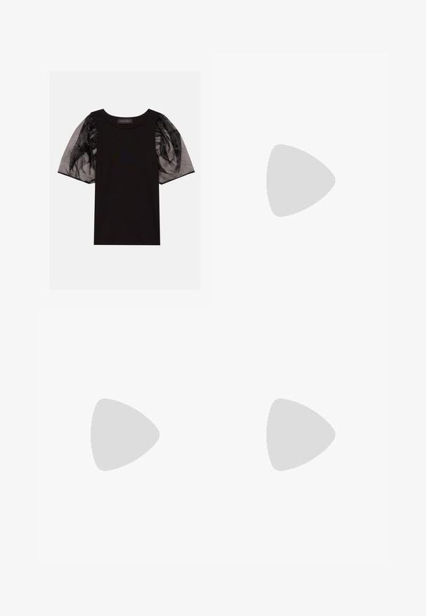 Anna Field Print T-shirt - black; Even&Odd 2 PACK - Shorts - black/multi-coloured; Anna Field Heeled mules - black; Even&Odd Tote bag - black