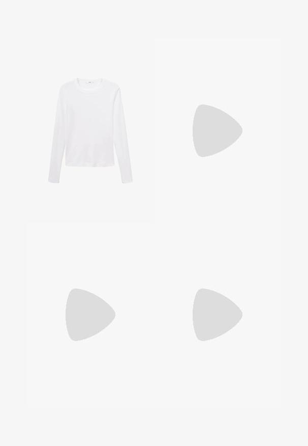 Biela dlhá rukávová tričko vyrobené z ľahkého materiálu, má okrúhly výstrih a rovný strih, bez viditeľných vzorov alebo akcentov.; Čierne kvetinové nohavice s fialovým vyšívaním kvetov, zúžený strih, široké nohavice a detail na páse. Mäkká látka s hladkou textúrou.; Čierne sandále na vysokom podpätku majú tenké remienky s uzlovým dizajnom, hladký štvorcový špičku a elegantný stiletto podpätok.; Svetlošedá metalická kabelka s reťazovým popruhom, ozdobená malými kruhovými kovovými štítkami a trojuholníkovým logom značky.; Strieborné kruhové náu�šnice s hladkým a lesklým povrchom. Okrúhly tvar, ľahký dizajn, s uzáverom na kolík.