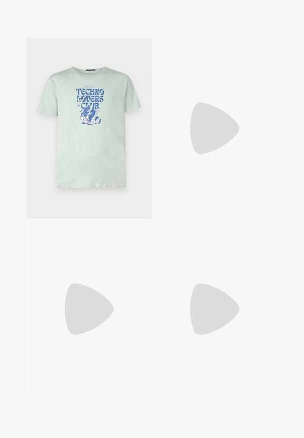 Kaotiko TECHNO LOVERS CLUB UNISEX - T-shirts print - green; Lysblå denimjeans med en afslappet pasform, prydet med slidte lapper i forskellige farver og mønstre, herunder orange og røde accenter.; Brune ruskind espadrille slip-on sko med sål af jute reb. Har et minimalistisk design og en lav skæring foran.; Skildpaddebrune solbriller med grå linser og en firkantet stel, der har metalliske detaljer på stængerne og logoet inden for designet.