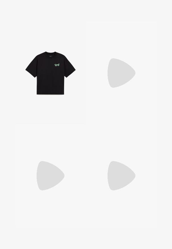 Black cotton t-shirt with short sleeves. Features a green logo on the left chest area. Classic crew neck design.; Black cotton shorts featuring a straight cut, belt loops, a metal button closure, and no visible patterns or accents.; Black and white sneakers with a suede and leather upper, featuring three white stripes, a perforated toe, and a gum rubber sole.; Black fabric crossbody bag with a zipper closure, featuring a white Adidas logo and a striped adjustable strap for easy carrying.