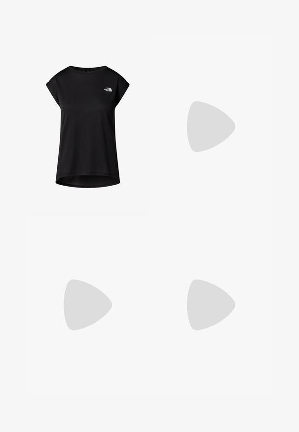 Zwarte korte mouwen t-shirt gemaakt van zachte stof. Heeft een ronde halslijn en een logo gedrukt op de borst. Ontspannen, iets losse pasvorm met een gebogen zoom.; Bruine cargobroek van duurzaam materiaal, met meerdere zakken, een knoopsluiting en elastische boorden bij de enkels.; Lichtbeige hardloopschoen met een gestructureerde mesh bovenkant, grijze accenten, duurzame rubberen zool en een achterste trekhaak voor gemakkelijk aan- en uittrekken.; The North Face TERRA LUMBAR 3L UNISEX - Heuptas - utility brown/khaki stone