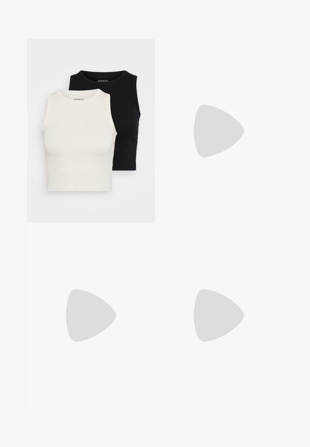 Even&Odd Petite 2 PACK - Top - black/egret; Calças largas castanhas com pregas, apresentando uma textura suave, dois bolsos frontais e dois botões decorativos na cintura.; Sapatilha branca com riscas de camurça vermelha, detalhe do calcanhar em camurça azul e sola de borracha texturizada castanha. Apresenta fecho de atacadores e logotipo.; Uns óculos de sol de padrão tartaruga com lentes retangulares castanhas, uma armação grossa e hastes finas com um padrão de diferentes tons de castanho.; Brincos em argola dourados com um acabamento liso e brilhante. Design circular com um pequeno pino e suporte transparente para um uso seguro.