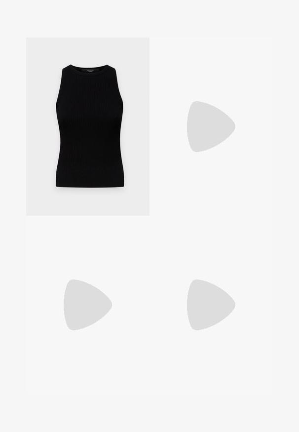 Weekend Max Mara OLIMPO - Viršus - nero; Kelių ilgio sijonas su elastinga juosta; vienspalvis alyvuogių žalias audinys, sumaišytas su spalvingais geometriniais raštais viename šone.; Juoda odinė aukštakulnė bateliai su smailiu pirštu ir apvaliu, iškiliu kulnu. Lygus paviršius su elegantišku, minimalistiniu dizainu.; Ruda ir smėlio spalvos odinė pirkinių rankinė, su pintu langelių raštu ir pintomis rankenomis, ant balto fono.