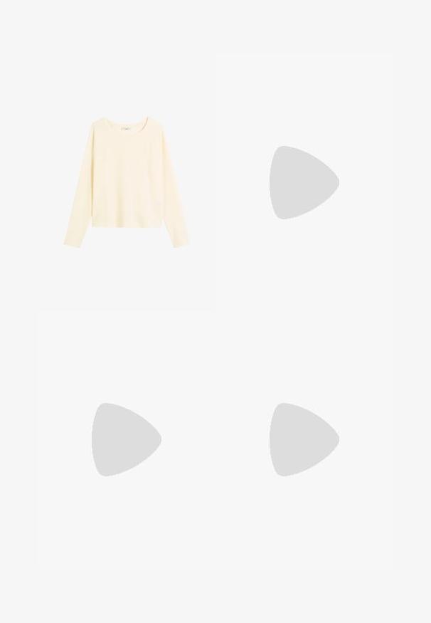 T-shirt à manches longues et col rond en tissu crème clair doux. Présente une coupe décontractée et des manches raglan avec une texture lisse.; Jean taille haute bleu clair avec une jambe droite, en denim, présentant une fermeture à bouton sur le devant et des détails de décoloration subtils.; Sandales beiges avec des sangles Velcro ajustables, une tige texturée, une semelle plate et un bord cranté pour l'adhérence et la stabilité.; Tommy Hilfiger Lunettes de soleil - blue