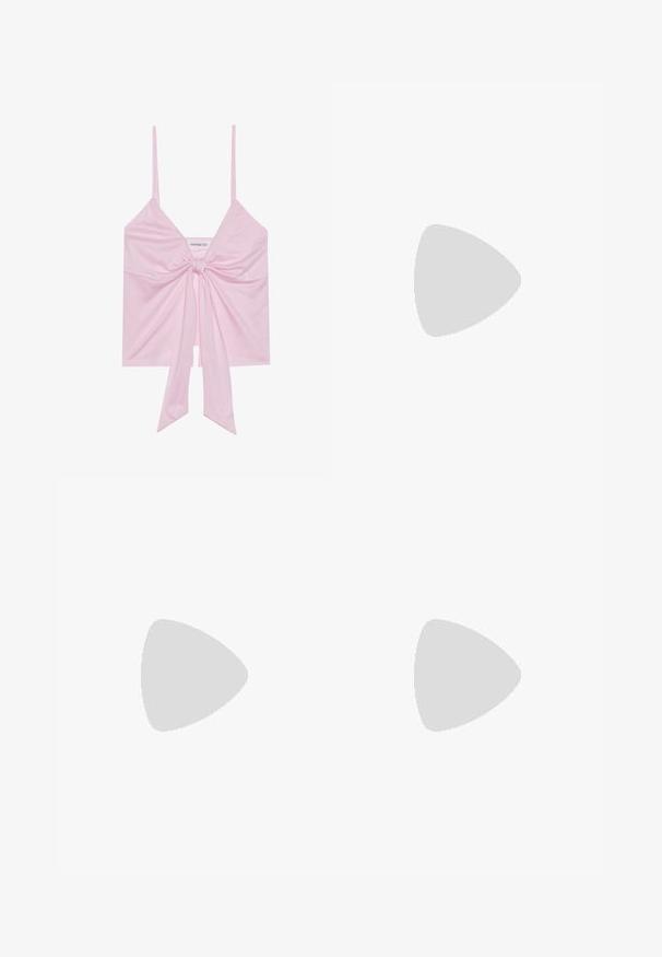 Pink sleeveless top with a front knot detail, featuring thin straps and a soft, smooth texture. Casual design with a relaxed fit.; White tiered skirt with an elastic waistband, featuring a textured smocking detail and a decorative ribbon accent. Cotton fabric.; Buffalo KILLAH NEAT - High heeled sandals - black; Pink transparent sunglasses with oval lenses, dark red tint, and slender arms, featuring a smooth finish and subtle detailing on the frame.
