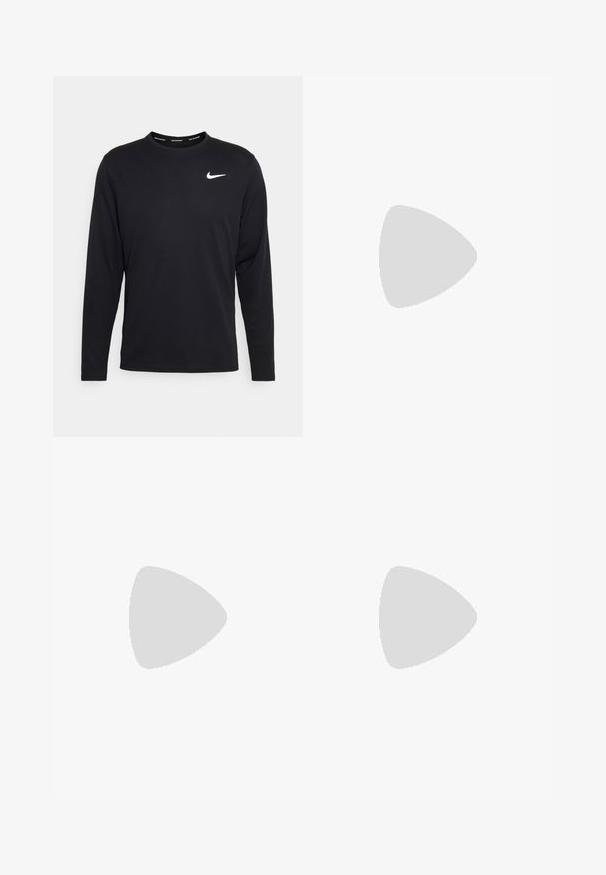 Melnas Nike krekls ar garām piedurknēm, izgatavots no gludas auduma, ar baltu Nike logo kreisajā krūtī un apaļu kakla izgriezumu.; Dzelteni šorti ar elastīgu jostasvietu, aukliņu aizdari un vieglu audumu. Iezīmēts ar diskrētu zilu logo pie apakšas.; Gai bēšs skriešanas apavs ar teksturētu augšējo paneļa daļu, kontrastējošiem bālgani oranžiem akcentiem uz zoles un mīkstu starpzoli.; Salomon CROSS 8 - Mugursoma - black
