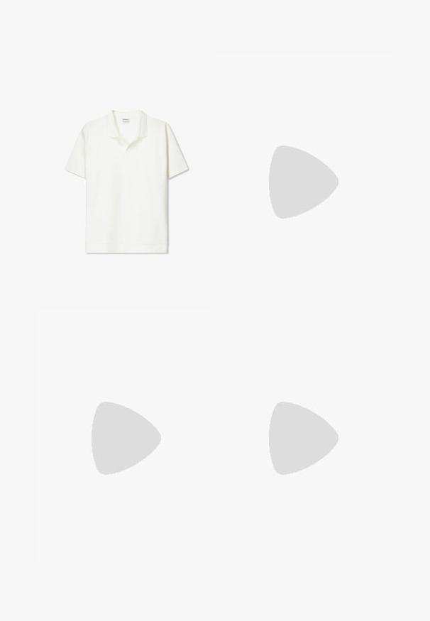 Kortærmet polo shirt i let hvid ribmet stof, med en klassisk krave og en lige kant. Minimalistisk design uden udsmykninger.; Blå denimjeans med lige ben-design, der har frontlommer og lynlås. Stoffet har en medium vask med subtil falmning.; adidas Originals ADIDAS GAZELLE SHOES - Indendørsfodboldstøvler - liverpool fc/sea green/footwear white; Hvide solbriller med runde stel og mørke linser. Har en glat plastoverflade og et lille logo på stangen.