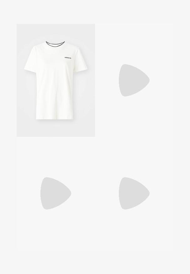 White cotton t-shirt with short sleeves and a round neckline. Features a black Adidas logo on the chest and a contrasting black inner collar.; Blue denim pants featuring a patchwork design with varying shades of blue, a drawstring waist, and loose, straight-cut legs.; Vagabond LYKKE - Lace-up heels - silver/greige; Aviator sunglasses featuring a gradient blue lens, silver metal frame, and decorative star accents on the lens. Smooth and sleek design.