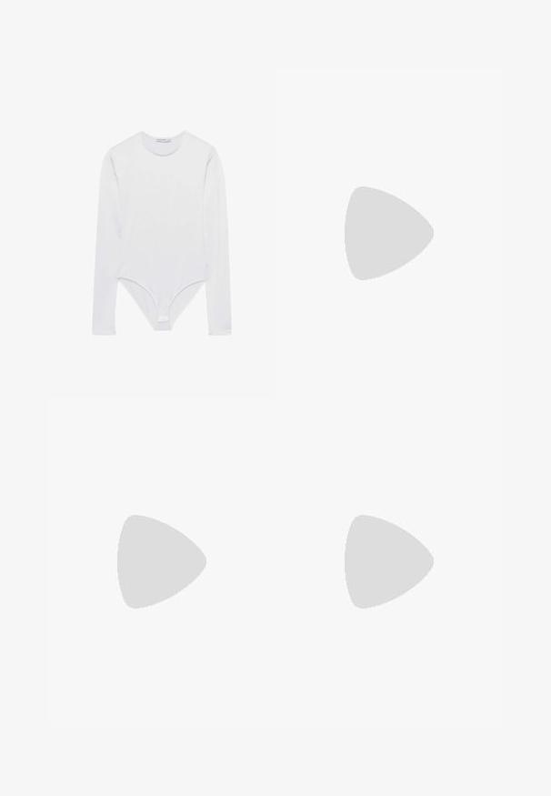 Stradivarius Long sleeved top - off white; Red fabric covered in shiny red sequins shaped like flowers, featuring varying sizes and textures, creating a layered, textured appearance.; Bershka High heeled sandals - black; Black patent leather handbag with a curved shape, one shoulder strap, front pockets, and silver-tone hardware accents.