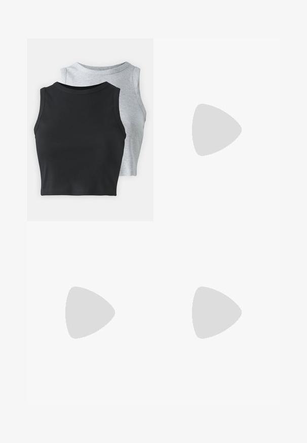 Even&Odd Petite 2 PACK - Top - light grey/black; ONLY Petite ONLMADISON BLUSH WIDE - Wide Leg - dark blue denim; Mocassini in pelle nera con suola spessa e anti-scivolo, dotati di una fascia decorativa e punta tondeggiante. Texture liscia con dettagli di cucitura.; Orecchini a cerchio in metallo argento con finitura spazzolata, caratterizzati da un design circolare e un gancio trasparente sul retro per una vestibilità sicura.