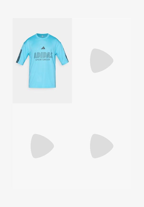 Heleheles heles sinine Adidas spordipluus, mis on valmistatud võrkpainest. Omab lühikesi varrukaid, ribaga ümarat kaelaauku ning esiküljel musta logo ja teksti.; Tume sinine TECHFIT sportlikud lühikesed püksid, millel on vormistav disain, elastne vöökoht valge brändingu ning sile ja veniv kangas.; Kerged jooksujalatsid helesinises värvuses mustade triipudega. Omavad siledat pealispinda, ümarat varvase osa ja paksu valget vahemõõtu, millel on silt "LIGHTSTRIKE PRO".; Stiilsed mustad prillid siniste peegeldavate läätsedega, ruudukujuliste raamidega ja sinise aktsendiga templil. Valmistatud kergest plastmaterjalist.