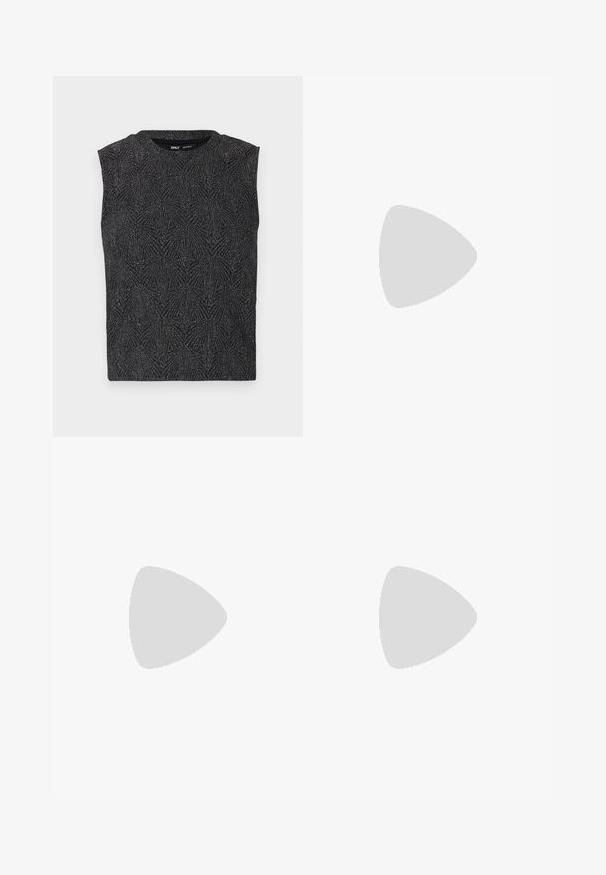 Black sleeveless top with a textured geometric pattern, made from a sparkly fabric. Features a round neckline and a fitted silhouette.; Black flared jeans made of denim, featuring a mid-rise waist, embellishments on the front, and a classic five-pocket design.; Black leather ankle boots with a round toe, lace-up front, and a thick rubber sole featuring a textured tread. Pull tab at the back.; Silver hoop earrings with a minimalist design. Circular shape, smooth texture, and thin profile. Lightweight with a polished finish.