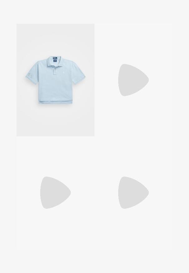 Light blue polo shirt made from cotton. Features a collar, two-button placket, and small logo on chest. Short sleeves with a patch on one.; Wide-leg jeans in off-white denim. High-waisted design with a button closure, two front pockets, and contrast stitching details.; Weekend Max Mara GENEPI - Platform ankle boots - moro; Brown textured leather crossbody bag with gold chain strap and flap closure. Front features logo detail and a pocket under the flap.