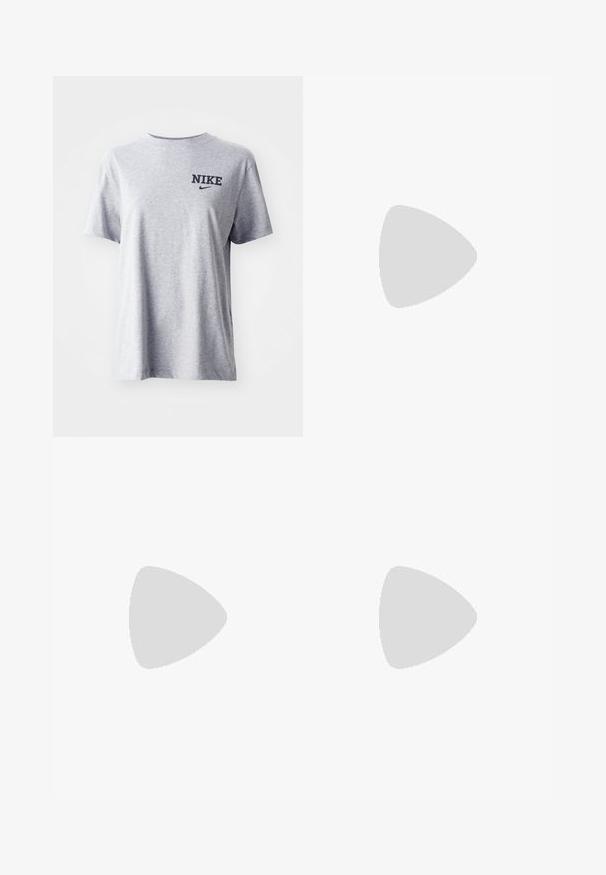 T-shirt en coton gris avec des manches courtes et un col rond, comportant "NIKE" et un logo swoosh imprimé en noir sur la poitrine.; Under Armour MOTION BIKE SHORT - Leggings - black/white; Baskets blanches de sport avec une tige texturée, une languette rembourrée et une semelle épaisse. Les caractéristiques de design incluent des lignes courbes et de petits accents sur les côtés.; The North Face BASE CAMP FUSE BOX UNISEX - Sac à dos - black