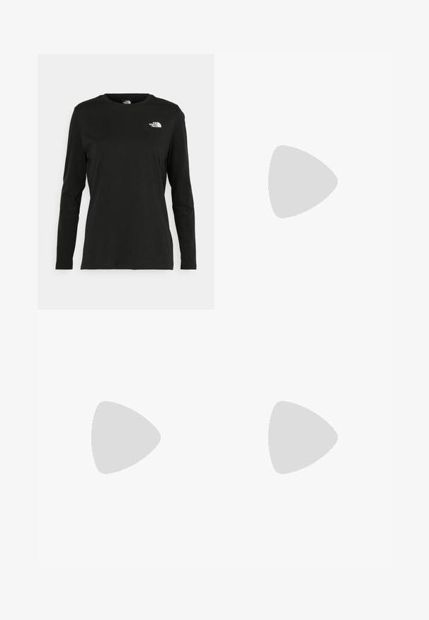 T-shirt noir à manches longues en coton avec un col rond. Présente un petit logo blanc sur la partie gauche de la poitrine. Design et coupe simples.; The North Face W FLEX 28IN TIGHT - Legging (type pantalon) - space; Baskets de sport beiges et crème avec une tige en mesh texturé, des superpositions de soutien et une semelle en caoutchouc dotée d'un motif de crampons pour une traction.; The North Face SUNRISER RUN BELT UNISEX - Sac banane - black/white