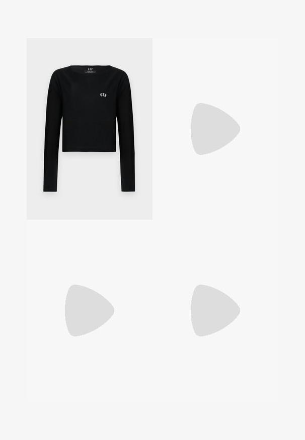 Must have varrukatega must crop-top, mis on valmistatud puuvillast, ümmarguse kaelusega ning valge broderiga "GAP" logo rinnal. Sile tekstuur.; Mustad laiad nahkpüksid valgete vertikaalsete triipudega ja horisontaalsete burboonpunaste tikitud paneelidega, mis asuvad põlvede kohal ja alajalgadel.; Burgundi patendnahk kingad balletitüüpi, ümmarguse ninaosa, ees väike paelaaktsent ja madal must kummist tald. Sile tekstuur.; Burgundi värvi patendiga nahast risti koti, millel on ristkülikuline kuju, kaks rihma, hõbedased detailid ja klapi sulgur.