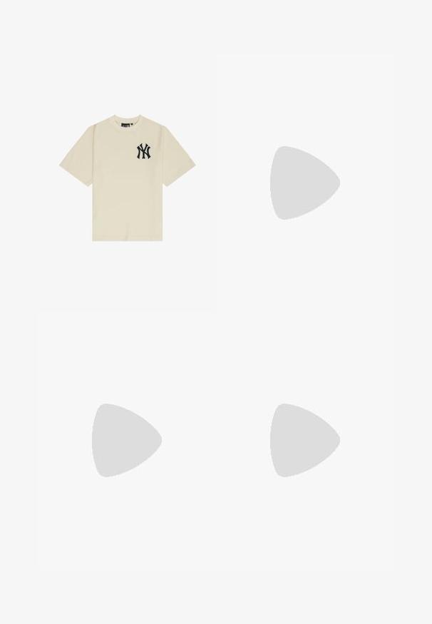Beige tričko s krátkým rukávem s texturovaným žebrovaným vzorem. Na levé straně hrudi se nachází černé logo New York Yankees.; Džíny s širokými nohavicemi v modré barvě s vybledlým umytím, pěti kapsami a zapínáním na knoflík. Hladký povrch s mírným vyblednutím na kolenou.; adidas Originals TAEKWONDO MEI - Polobotky - preloved brown/cream white; Carrera Sluneční brýle - gold-coloured/black