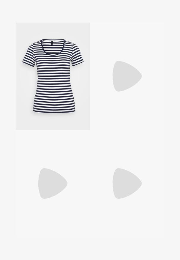 Námornícky modré a biele pruhované tričko s obláčikovým výstrihom, krátkymi rukávmi a priliehavým strihom. Vyrobené z jemnej, ľahkej textílie.; Džínsová sukňa v tvare A v svetlomodrej farbe, so zapínaním na gombíky vpredu, dvoma vreckami a surovým okrajom. Klasický dizajn s piatimi vreckami.; Lodičky so slingback v leopardom vzore s ostrou špičkou a priehľadným blokovým podpätkom. Vyrobené z lesklého materiálu s hladkou textúrou.; Rámik slnečných okuliarov z korytnačiny s obdĺžnikovými hnedými sklami, hrubým rámom a štíhlymi stranicami so vzorom rôznych odtieňov hnedej.; Strieborné kruhové náušnice s hladkým, lesklým povrchom. Kolový tvar a bezpečné klikanie na uzatváranie. Ľahký dizajn vhodný na každodenné nosenie.