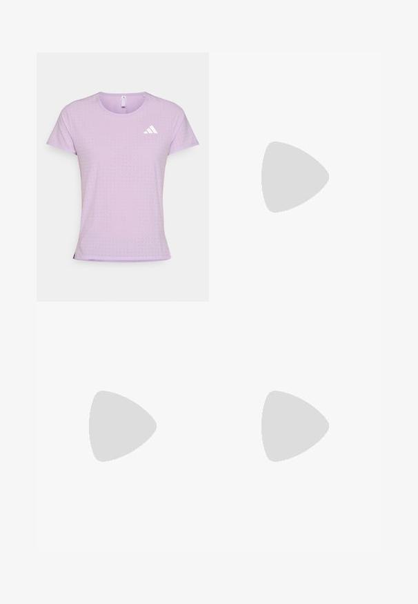Light purple athletic t-shirt made from breathable fabric features a round neckline, short sleeves, and small perforated detailing. White logo accent.; adidas Performance BER25 OTR SHORTS - Sports shorts - collegiate navy; White athletic shoe with light green accents, mesh upper, rubber sole, and textured detailing. Features "LIGHT BOOST" branding on the side.; Oakley sunglasses feature a large, green mirrored lens with cutouts at the top, a sleek angular design, and a colorful metal frame with black tips.