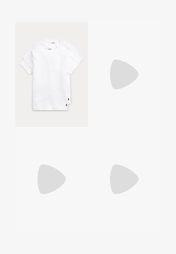 Two white cotton t-shirts with round necklines and short sleeves, featuring a small black polo logo on the bottom left side.; Long-sleeve checkered shirt in beige, black, and brown fabric, featuring button closure, two chest pockets, and a classic collar design.; Black pleated trousers made from a smooth fabric; features a waistband with belt loops and a straight-leg cut. Minimalist design with no patterns.; Black leather shoe with a textured finish, rounded toe, and a small bow accent on the upper. Features a low, sturdy heel.; Dark green ribbed knit scarf featuring a rectangular shape and a small white label with "ARRKK" at the bottom. Soft texture.