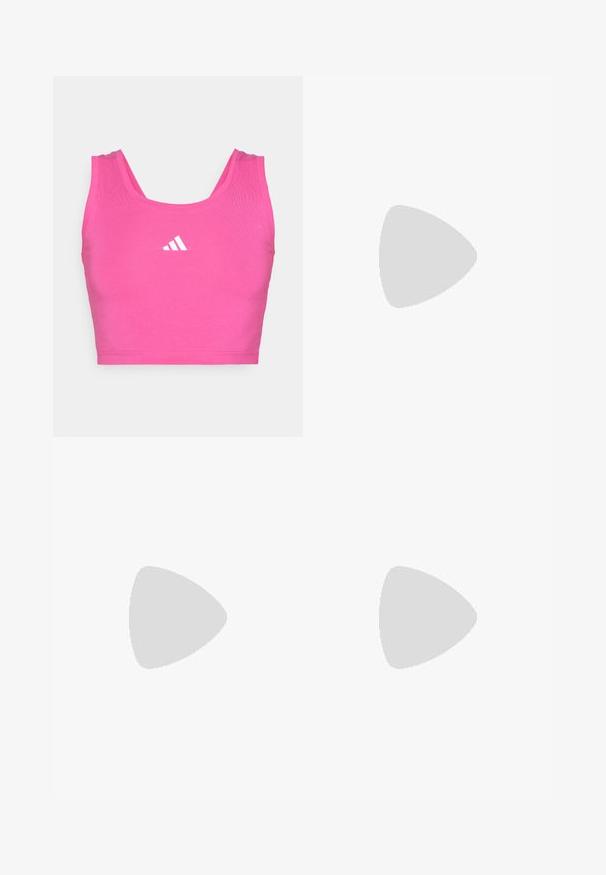 Pink sports crop top made of stretchy fabric. Features a rounded neckline and wide straps. Includes a white Adidas logo on the front.; Black athletic shorts made of lightweight material, featuring a wide waistband, white side stripes, and a small white logo on the lower hem.; adidas Performance RAPIDMOVE  - Training shoe - sandy pink/purple burst; Black athletic headband with a smooth texture, curved shape, and elastic top. Features a small white Adidas logo on the side.