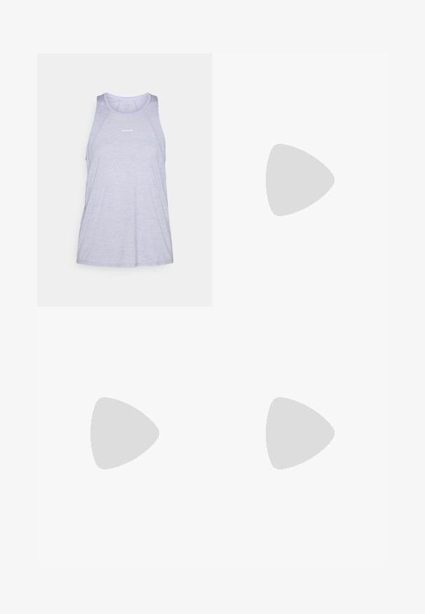 Gaiši purpura sporta tank tops, izgatavots no elpojoša auduma, ar apaļu kakla izgriezumu, bez piedurknēm un minimālu logotipa akcentu.; Lilac šorti ar elastīgu jostu, ar gludu tekstūru un brīvu piegriezumu. Bez kabatām vai redzamām detaļām. Vienkāršs dizains.; Baltijas sporta apavi ar teksturētu sieta augšdaļu, atstarojošiem akcentiem un mīkstu zoli. Iekļauj elastīgas šņorītes un pelēkus akcentus.; Melna skriešanas veste ar acs sānu kabatām, atstarojošiem akcentiem un pravās kabatas. Viegls audums, kas izstrādāts komfortam un elpojamībai.