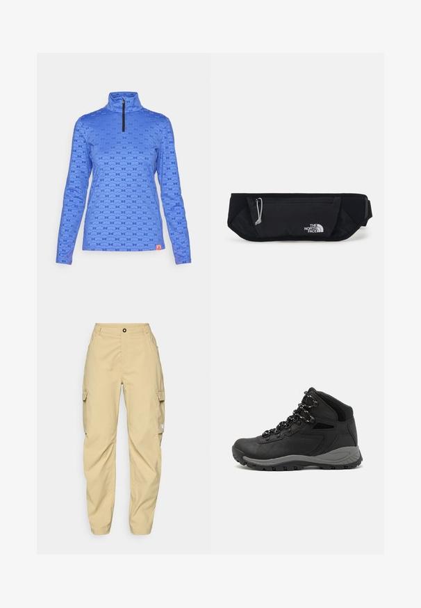 Bogner Fire + Ice MARGO2 błękit królewski; The North Face EXPLORATION khaki; Czarne buty trekkingowe z średnim cholewem, z teksturowaną cholewą, szarymi akcentami oraz trwałą gumową podeszwą z wypustkami zapewniającymi przyczepność.; The North Face UNISEX czarny