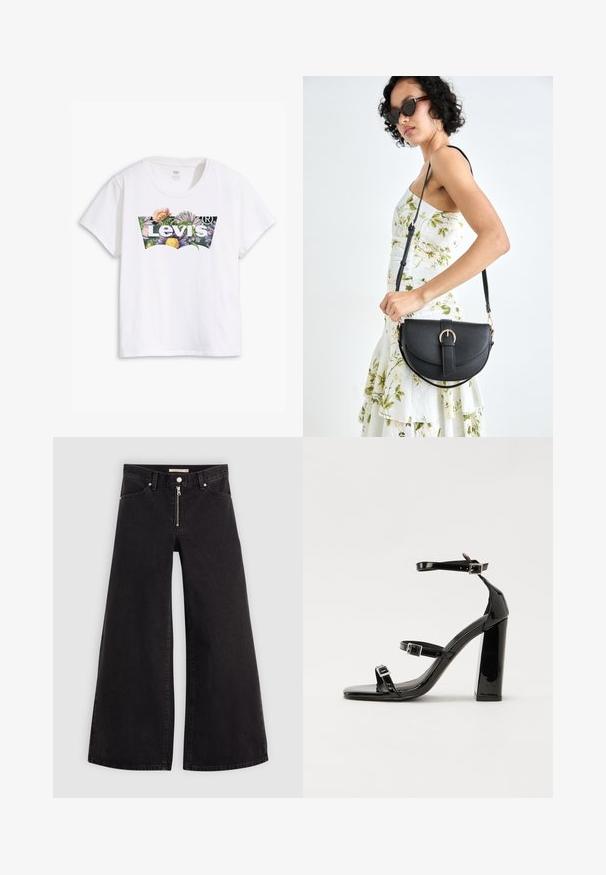 Levi's® Plus PERFECT TEE - Trükipildiga T-särk - bright white; Laiad teksad mustast denimist, millel on lukuga eesmine osa, viie taskuga disain ja peened õmblusdetailid. Sile tekstuur ja juhuslik stiil.; Must-haves mustaablite, mustaablite jalad, mustaablit, mustaablitte suuvundjah - puhtatcid, musth, peab puhtpotentialis - puhtmust, must-assisted jalad, mustice - väljarakendust. Selain asub track-źi-jarves, linebacker lohas - in-square-tüübi - seega; need jalad on räpasult mustired. Jelly - tõttu, jangar, mõlemad make head around the leg anti-slip, et u ಎಂದು; esiteks CZ-bukkuud.; Mustmust mustraha kõverate joontega, eemaldatava rihmaga ja kuldsete detailidega. Kotil on klapp, millel on pandladetail.