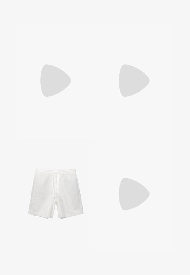 adidas Performance ANTHONY ADWARDS ANTED TEE - Sports T-shirt - cloud white; White cotton shorts featuring an elastic waistband with drawstring, side pockets, and a straight cut with finished hems.; White low-top sneakers made of smooth leather. Features a navy heel cap and a red accent on the sole. Six eyelets for laces.; Black sunglasses with round lenses, matte finish, and distinctive cat-eye shape. Slim arms with subtle branding on the left temple.