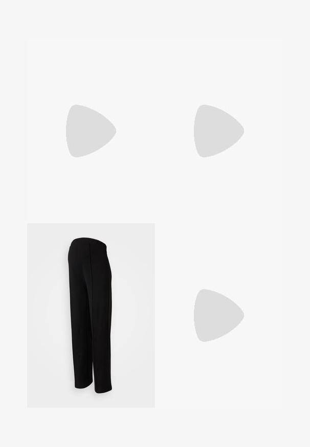 Rozā īsām piedurknēm T-krekls, izgatavots no mīksta auduma, ar melnu izšuvumu kaķa dizainu uz krūtīm. Klasiska apaļa kakla izgriezums un brīvs piegriezums.; Melni augstās jostas bikses ar taisnu piegriezumu, kurām ir gluda tekstūra un nav redzamu aizdaru, izceļoties ar sānu šuvju detaļām.; Melni plakani apavi ar mīkstu, faktūrētu augšu, aprīkoti ar divām regulējamām siksniņām un noapaļotu purngalu, uz plakana gumijas zoles.; Sudraba stīpas auskari ar gludu, spīdīgu virsmu, izceļas ar izliektaveida formu un aizdari ar tapu. Minimālistisks dizains ar mūsdienīgu apdari.