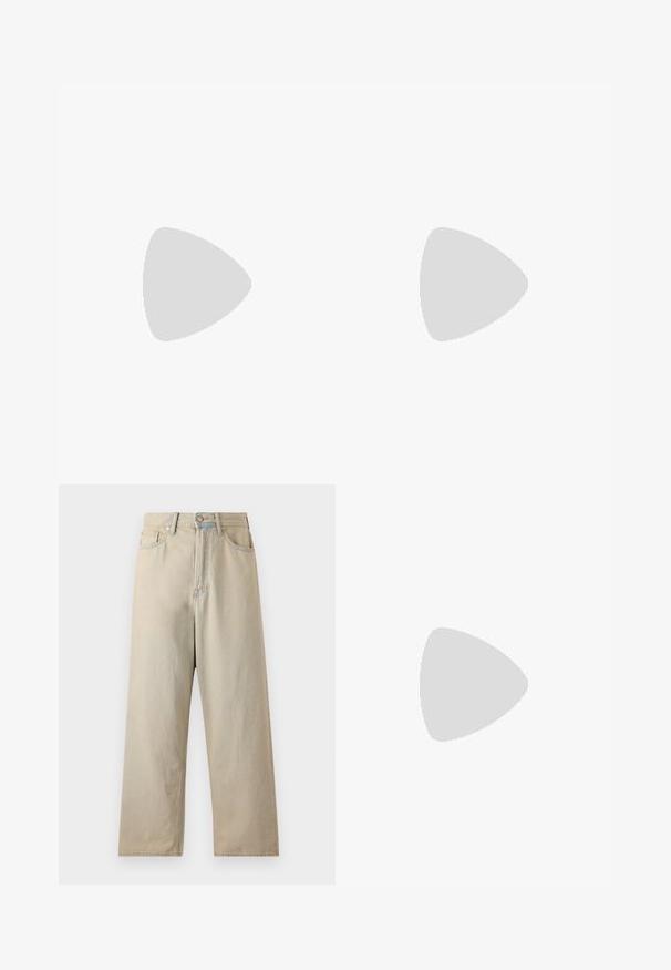 Long-sleeve white t-shirt made of cotton. Features a round neckline and a left chest pocket. Smooth texture and casual fit.; Light beige wide-leg jeans with a high waist, made of denim fabric. Features classic five-pocket styling and subtle fading.; Tan suede ankle boot with a rounded toe, subtle stitching details, and a textured rubber sole. Short height without laces.; Silver octagonal watch with a light turquoise dial, minimalist silver hands, and hour markers. Metallic link bracelet with brushed texture.