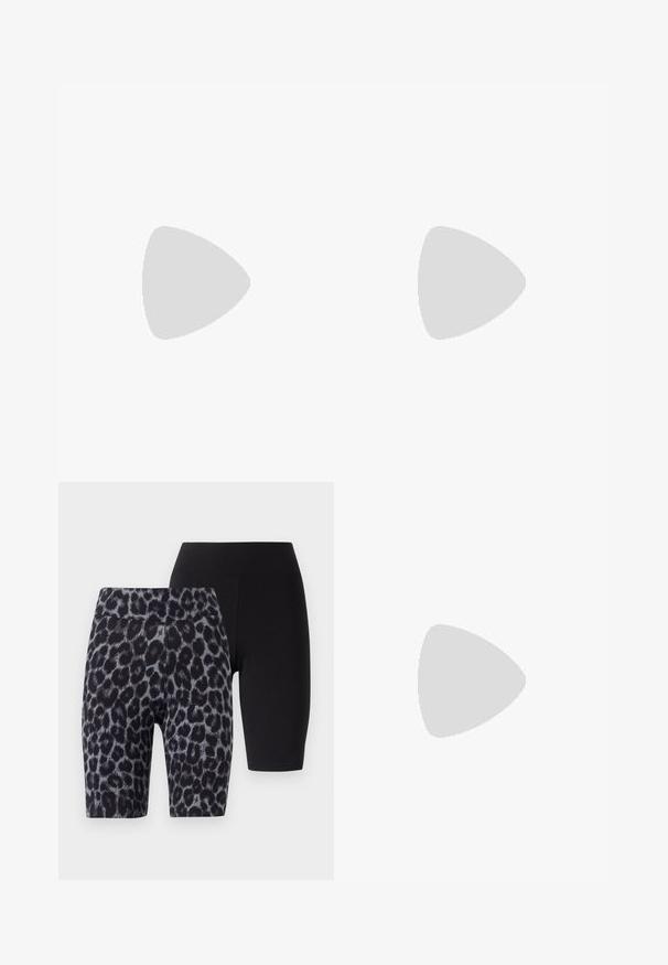 White cotton T-shirt with short sleeves featuring embroidered flower motifs. Round neckline, relaxed fit, and smooth texture.; Set of two shorts: one black, one with a gray and black leopard print. Both feature a smooth texture and an elastic waistband.; White leather sneaker with perforated toe box, textured sole, and white laces, paired with wide red pants and a blue and yellow background.; Beige handbag made of soft material, featuring a slouchy design, stitched detailing, and two shoulder straps. Suitable for everyday use.