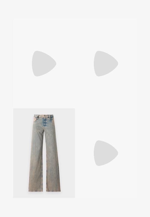 Tessuto off-white testurizzato con un motivo rugoso, che mostra una superficie morbida e leggermente rialzata, adatta per abbigliamento o tessuti per la casa.; Jeans a gamba larga di colore blu chiaro con una texture sbiadita, caratterizzati da un design a cinque tasche e passanti per la cintura, realizzati in tessuto denim.; Anna Field Stivali alti - bordeaux; Occhiali da sole neri oversize con lenti marroni, caratterizzati da una montatura ampia e angolare e bracci diritti. Finitura lucida e liscia, hardware minimal.; Borsetta in pelle marrone scuro con due manici superiori, dettagli in metallo dorato, chiusura frontale e texture cucite sui lati.