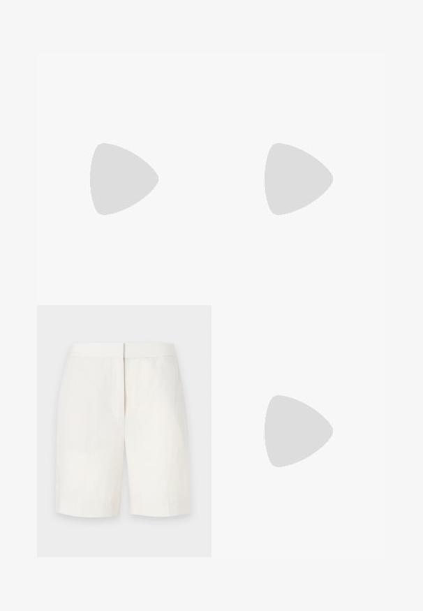 Must have musta ilma varrukatipp, millel on kõrge kaelus, valmistatud siledast ja venivast kangast, esitatud lihtsal valgel taustal.; Valged puuvillased lühikesed püksid sirge lõikega, lamedate esiosadega ja peene tekstuuriga. Omavad vöökohta ja ei sisalda nähtavaid taskuid. Lihtne disain.; Must mustaga, terav varvas, madala kontsaga sildiga king, mis on valmistatud siledast nahast ja mille küljel on lõike disain hingavuse tagamiseks.; Musthave mustrans vöö ja eemaldatav õlarihm. Gludike nahk siledaga, millel on tõmblukk ja logo detail.