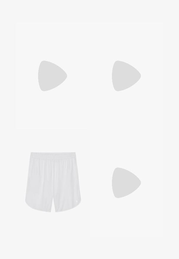 POC PRO THERMAL VEST - Cycling-Trikot - uranium black; Pier One Sport LONGER FIT QUICK-DRYING SPORTS SHORTS - Kurze Sporthose - white; Schwarze und graue Sportschuhe mit Obermaterial aus Mesh und Wildleder, ausgestattet mit einer weißen Zwischensohle, Schnürsenkeln und einem markanten "N"-Logo an der Seite.; Schwarze Sonnenbrille mit einem dicken Kunststoffrahmen, dunkelgrauen Gläsern und dezenten metallischen Akzenten an den Bügeln. Quadratische Form mit glatter Textur.