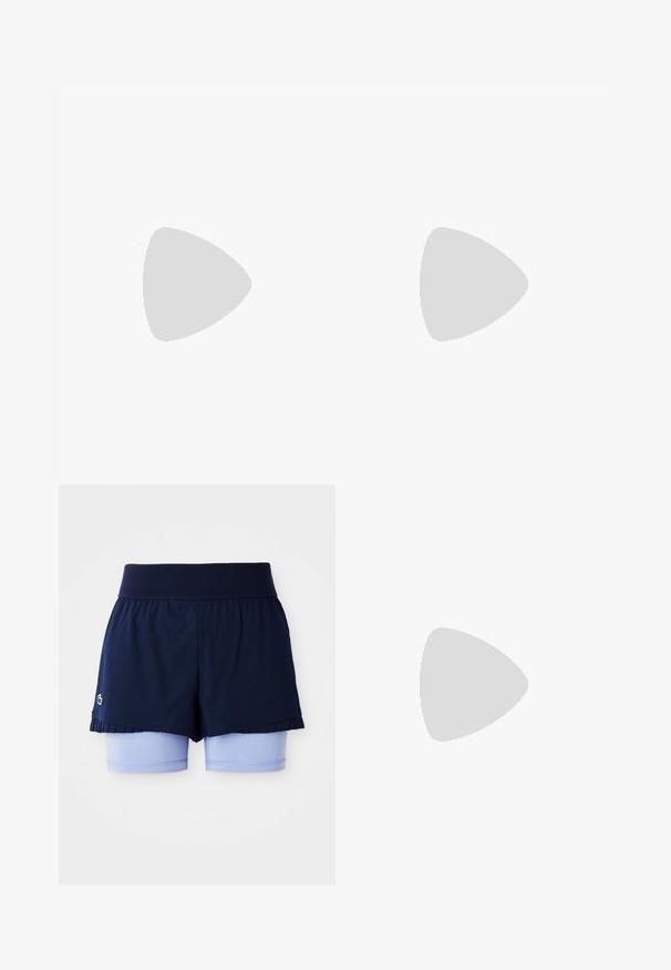 Suéter blanco de manga larga con cuello de cremallera, que presenta un ribete en contraste verde a lo largo de las mangas y el cuerpo, y un pequeño logo en el pecho.; Falda de tenis plisada en color navy con pantalones cortos ajustados de color azul claro por debajo y una cinturilla ancha acanalada.; Zapatilla deportiva de color azul claro con parte superior de malla texturizada, acentos de logotipo blancos, suela acolchada y suela rosa. Presenta un diseño elegante y ergonómico.; Cinturilla atlética negra con textura acanalada, que presenta un pequeño logo de Nike en blanco en el lado derecho. Diseño liso y ajustado.