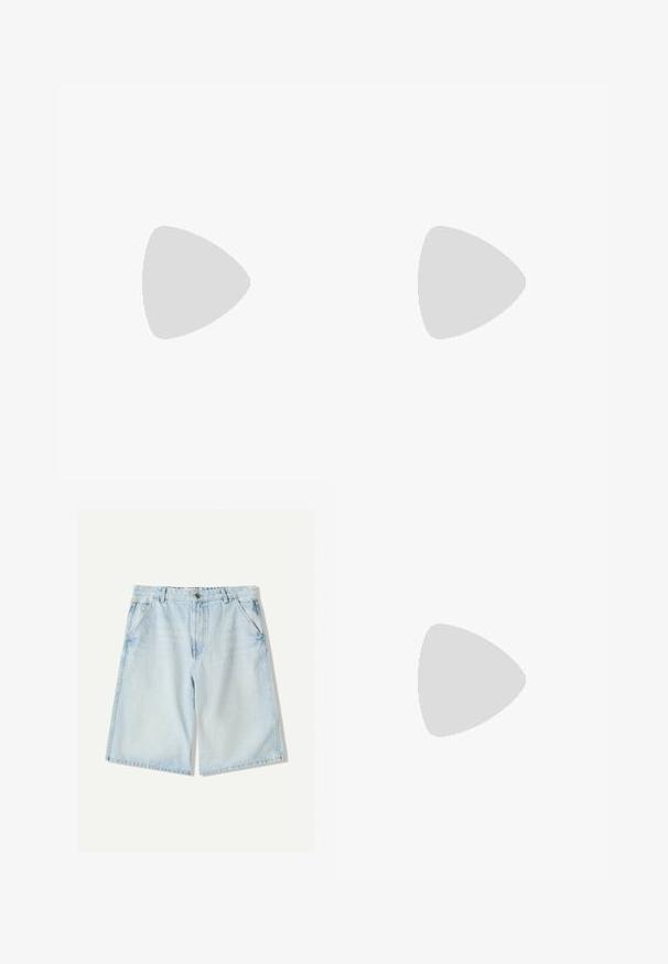 Černé bavlněné tričko s barevným grafickým potiskem zobrazujícím ananas a třešně, text zní „Stance Community Run Club.“ Krátké rukávy.; Světlé modré džíny šortky s rovnými nohavicemi, mají poutka na opasek, pět kapes a jemné vyblednutí. Klasická struktura bavlněné tkaniny.; Bílé sportovní boty s texturovaným síťovaným svrškem, reflexními akcenty a polstrovanou podešví. Výrazné logo značky na boku.; Černá crossbody taška se zipovou kapsou, obdélníkový tvar, vyrobená z látky, s logem na přední straně, nastavitelné ramenní popruhy.