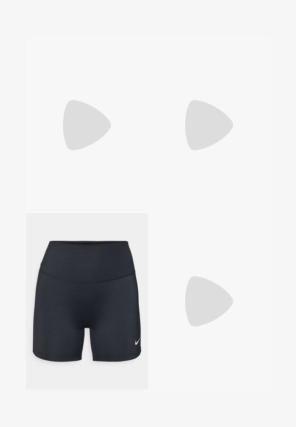 Nike Pro garais piedurkņu īsais tops spilgtā korālī, izgatavots no elastīga auduma. Iezīmē sagriezto apkakli un baltu "NIKE PRO" zīmolu apakšmalā.; Nike melni sporta šorti, izgatavoti no gludas auduma, ar augstu jostasvietu un logotipa akcentu kreisajā apakšējā stūrī.; Balts sporta apavi ar elpojošu sietu augšdaļu un zilu akcentu. Iezīmēts ar mīkstu zoli un plakaniem šņorēm. Viduszolei ir "Air Zoom" zīmols.; Melnas Oakley brilles ar tumšiem taisnstūra stikliem un izliektiem ieročiem uz vienkārša balta fona.