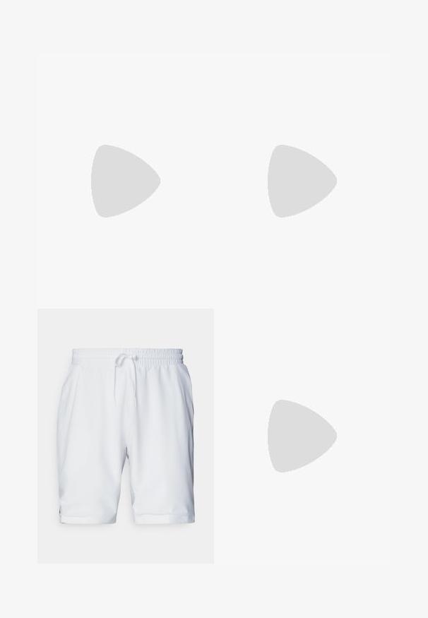 adidas Performance TEE  - Tops ar garām piedurknēm - black; Baltas sporta šorts ar elastīgu jostu un regulējamu auklu. Gluda auduma struktūra ar nelielu tekstūru, ar sānu kabatām.; Gaiši zili vieglie skriešanas apavi ar melniem svītrainiem. Iezīmēti ar gludu augšpusi, apaļu purngalu un biezāko balto vidējo zoli, kurā ir uzraksts "LIGHTSTRIKE PRO."; Saulesbrilles ar caurspīdīgu lēcu, baltu rāmīti un pelēkiem gumijas deguna paliktņiem. Piedāvā elegantu dizainu, leņķveida formu un minimālas aparatūras akcentus.