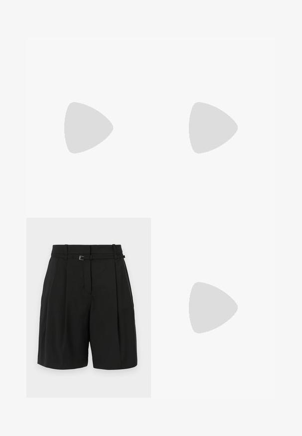Black cotton t-shirt with short sleeves, featuring a rhinestone embellished cursive logo in the center. Traditional crew neckline.; BOSS TALEDA - Shorts - black; Black leather loafers with a smooth finish, stitched detailing around the toe, and a low rubber sole. Paired with wide black trousers.; Samsøe Samsøe JENNIE TOTE BAG  - Tote bag - dark brown