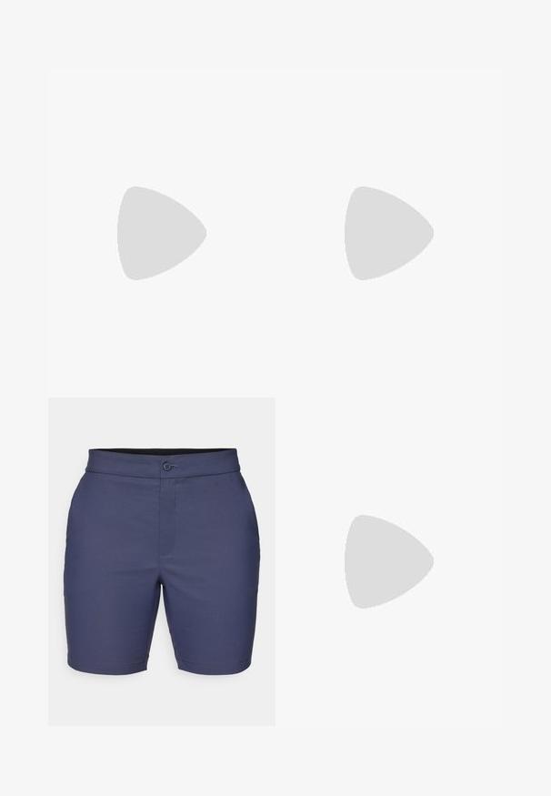 Camiseta de algodão branca com designs de linhas de contorno azuis e um gráfico de sol vermelho, com detalhes em texto vermelho na frente. Mangas curtas, gola redonda.; Calças de náutica azul feitas de um tecido suave, com fecho por botão, passantes para cinto e um corte ajustado com uma bainha limpa.; Sapatilha atlética branca com um cabedal texturizado, logótipo "HOKA" verde e sola cinza. Apresenta um colarinho acolchoado e um design leve.; Os óculos de sol Oakley apresentam uma lente grande, espelhada verde com recortes na parte superior, um design angular elegante e uma armação metálica colorida com pontas pretas.