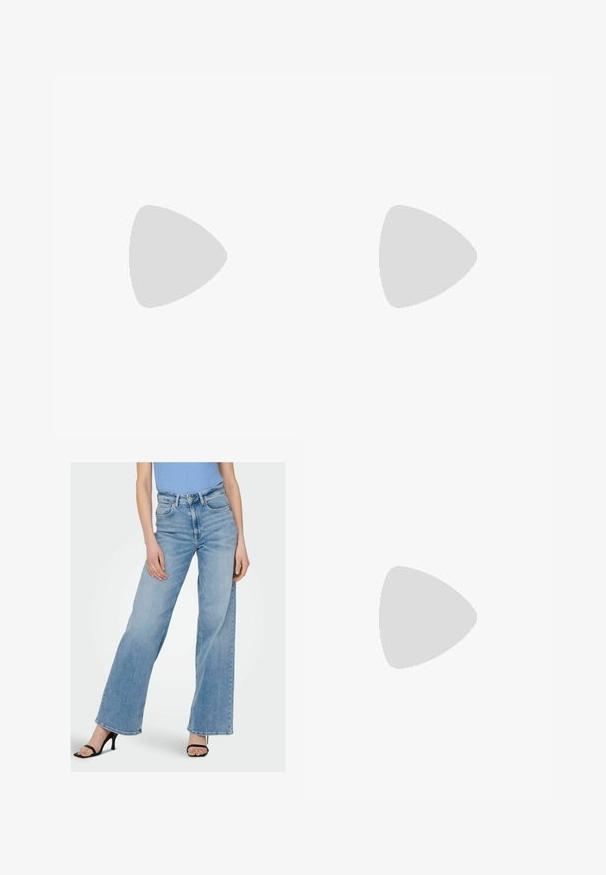 White T-shirt with short sleeves, featuring the word "MAGIC" in large glittery gold letters across the front. Smooth cotton texture.; Light blue denim wide-leg jeans with a high waist, featuring visible stitching and a classic five-pocket design. Paired with black strappy heels.; Black flat shoe with pointed toe, mesh upper, and patent leather accents. Features a thin strap with a circular hardware detail.; Black crochet handbag with textured wavy design, featuring a single braided strap. Made of soft, flexible material. Rectangular shape.