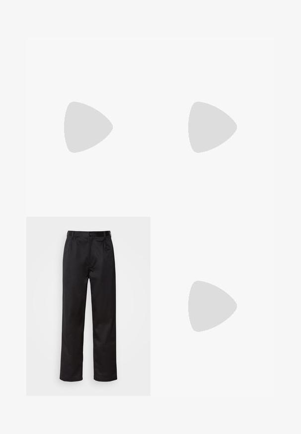 Bluză texturată cu mânecă lungă de culoare verde măslinie, cu decolteu în formă de cerc și țesătură ribbed, având embleme tăiate drept și mâneci structurate.; Pantaloni negri dintr-un material neted, cu închidere prin nasture frontal, pliseuri și picioare drepte. Fără modele sau accente vizibile.; BOSS DERREK - Pantofi slip-on eleganți - black; Ochelari de soare negri și aurii cu formă pătrată, cadru metalic, lentile gri închise și vârful tentelor negre. Prezintă un design cu pod dublu.; HUGO JAAN - Mănuși - dark brown four