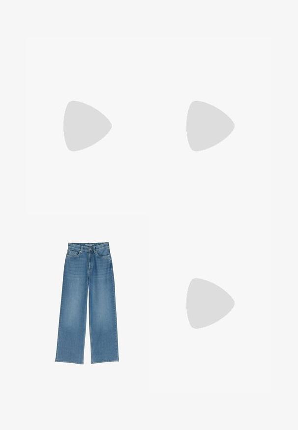 Olive green, sleeveless tank top made of soft cotton jersey. Features a round neckline and a straight hem, with a casual design.; Light blue wide-leg denim jeans with a high waist, five pockets, and visible stitching; the fabric has a slightly textured finish.; Black platform boots with a rounded toe, featuring a fluffy cream collar and lace details, paired with loose beige pants on a wooden floor.; White leather handbag with a structured design, featuring a magnetic clasp and a shoulder strap, showcased against a neutral background.