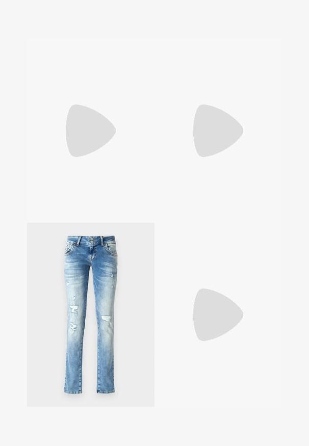 White camisole with adjustable straps, embroidered floral pattern, scalloped hem, and front button detail. Lightweight fabric, casual design.; Light blue denim jeans with a relaxed fit, featuring distressed details, a button fly with two buttons, and straight legs.; White leather sneaker with perforated toe box, textured sole, and white laces, paired with wide red pants and a blue and yellow background.; Brown tortoiseshell sunglasses with a vintage cat-eye shape and brown lenses. Features curved arms with red accents.; Gold hoop earrings with a smooth, shiny finish. Circular design featuring a small post and clear backing for secure wear.