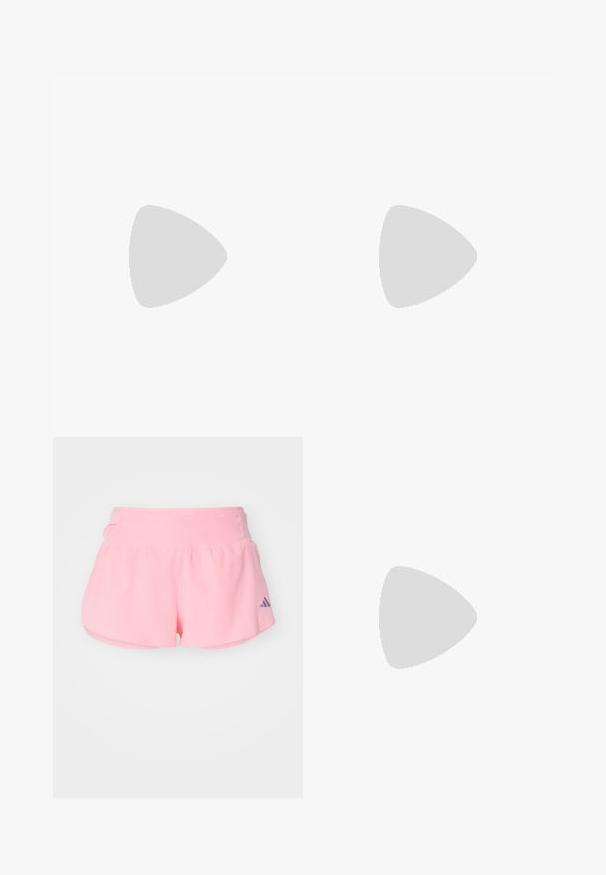 Svijetloplava tkanina s teksturiranim, rebrastim uzorkom. Površina pokazuje mekane, uzdignute linije koje prolaze horizontalno kroz materijal.; adidas Performance ADIZERO GEL - Sportske kratke hlače - semi pink spark; Lagane atletske cipele s gornjim dijelom od kremaste mreže, sivoj prugama, zelenim akcentom i teksturiranim plavim potporom pete. Crne vezice.; Sportske sunčane naočale s prozirnim ružičastim lećama. Imaju tamnoplave i svijetlosive okvire. Podesive nosne jastučiće za poboljšanje udobnosti.