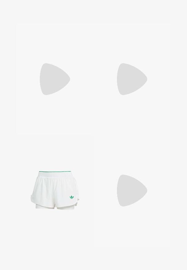 Żółta, krótko rękawowa koszulka sportowa z teksturowanym wzorem, rękawami raglanowymi i subtelnym logo. Materiał wydaje się lekki i oddychający.; Białe szorty sportowe o warstwowym designie, z elastycznym pasem, zielonymi akcentami i małym zielonym logo po lewej stronie na dole.; Czarne buty sportowe z cholewką Gore-Tex, białymi paskami, fioletowymi akcentami, grubą szaro-skalą podeszwą środkową oraz teksturowaną szaro-skalą podeszwą zewnętrzną dla lepszej przyczepności.; Czarna kamizelka do biegania z siateczkowymi bocznymi kieszeniami, odblaskowymi akcentami i kieszenią z przodu na zamek. Lekki materiał zaprojektowany z myślą o komforcie i wentylacji.