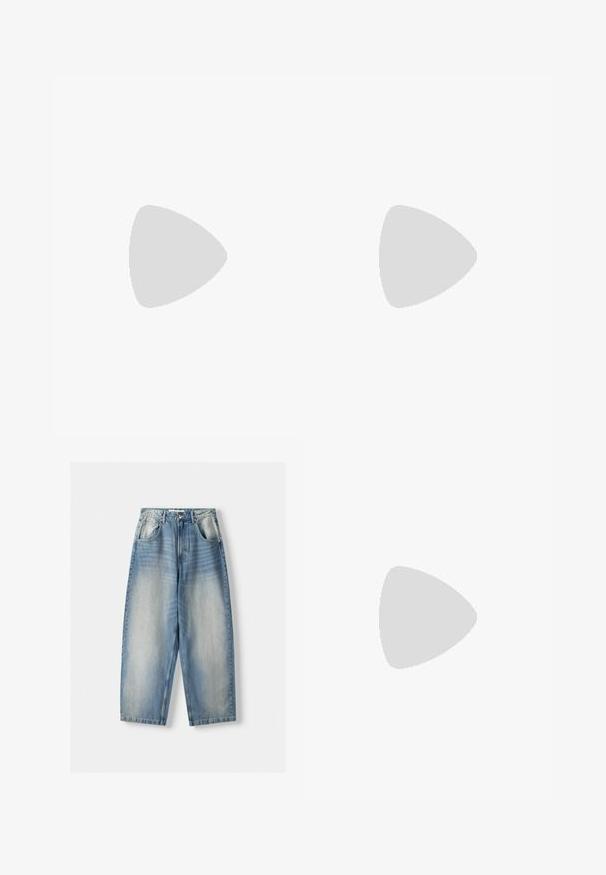 Bela bombažna majica z napisom "HAVANA TIMES" v temno modri barvi in grafiko palme; kratki rokavi, sproščen kroj in okrogli izrez.; Denim jeans v svetlo modri barvi z ohlapnim krojem, visokim pasom, dvema sprednjima žepekoma in rahlo pobledelo teksturo okoli stegen.; Črne tekalne čevlje z gladkim sintetičnim zgornjim delom, perforiranimi poudarki, teksturiranimi stranskimi paneli in edinstvenim elastičnim podplatom.; Črne prenapihnjene sončna očala z osemkotnim okvirjem, sivimi lečami in gladkimi plastičnimi ročaji. Metalni detajli pri tečajih.