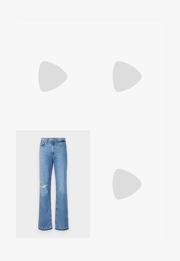 Red and white striped t-shirt with a crew neck and short sleeves, featuring a soft cotton texture and a relaxed fit.; Light blue denim flared jeans with a high waist, featuring a rip on the right knee and stitching details along the seams and hem.; Silver metallic sandal with a low heel, ankle strap, and floral accent on the toe strap; smooth texture and sleek design enhance its appearance.; Silver metal clutch with a rounded, smooth shape. Features a clasp closure and a detachable chain strap. Reflective surface with no patterns.