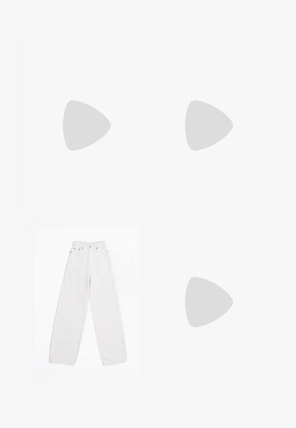 White short-sleeve t-shirt with a round neckline, made of lightweight fabric. Simple design, smooth texture, and straight hem.; White wide-leg jeans made of denim, featuring five pockets, copper hardware, and a button front closure. Smooth texture and straight cut.; Brown and burgundy sneaker with suede and mesh materials, featuring three cream stripes, textured fabric on the tongue, and a rubber sole.; DRAGON DIFFUSION MINI FLAT GORA - Handbag - dark brown